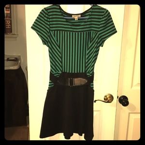 Black and green skater dress